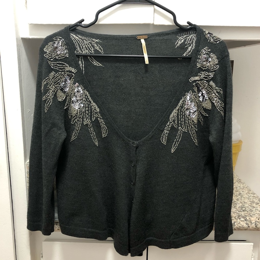 Free People Sequin Cardigan